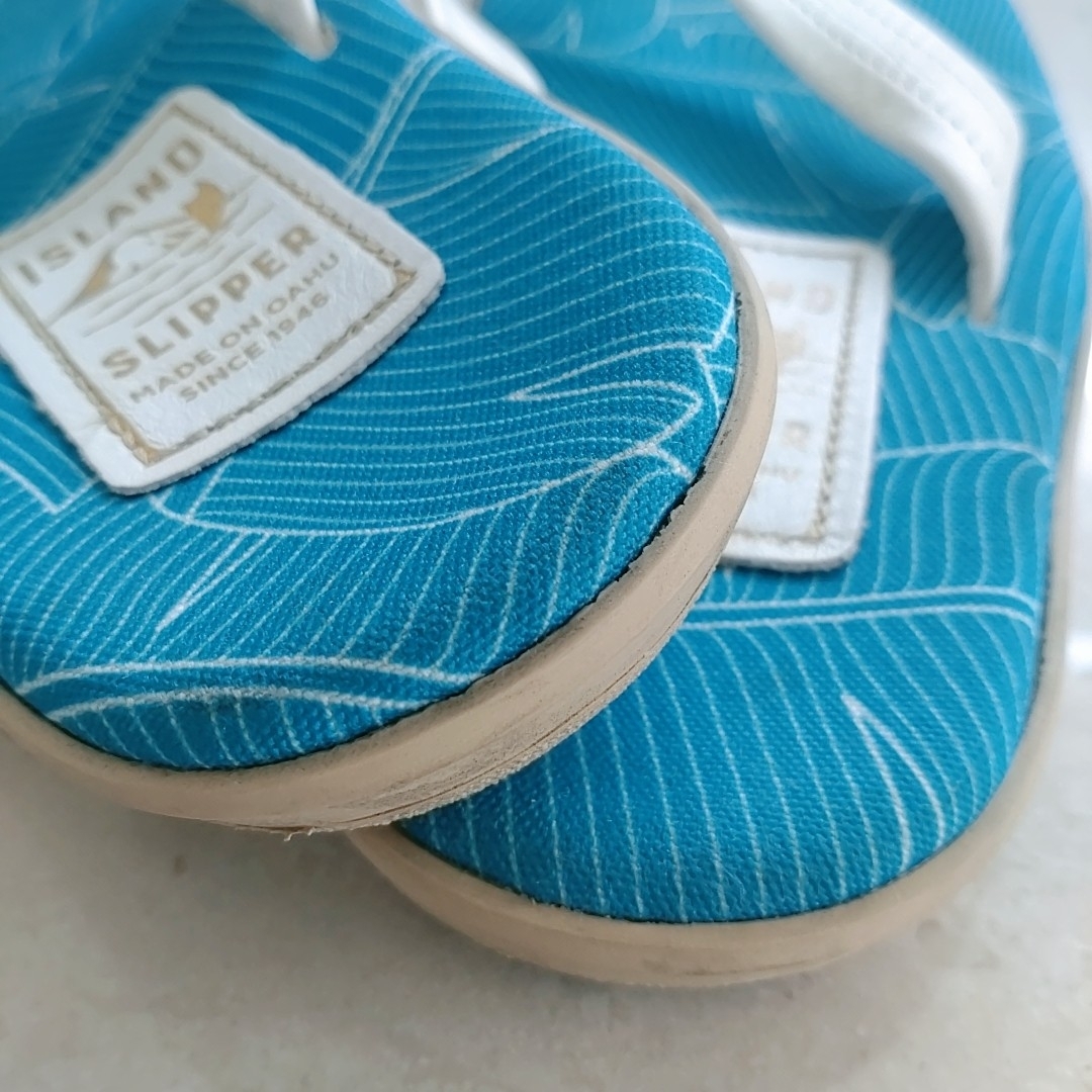 【美品】ILAND SLIPPER バナナリーフ柄 トングサンダル 26cm 青