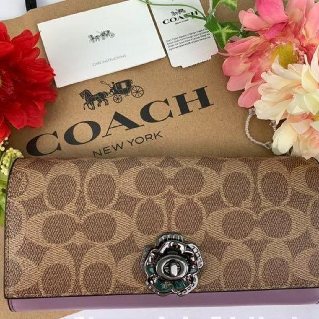 COACH コーチ ターンロック ベージュ エンペロープ - 財布