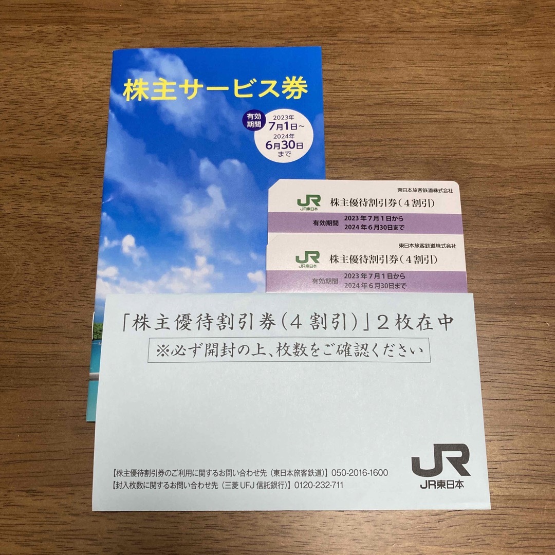 JR東日本　株主優待割引券（4割引）4枚・株主サービス券1冊 未使用品