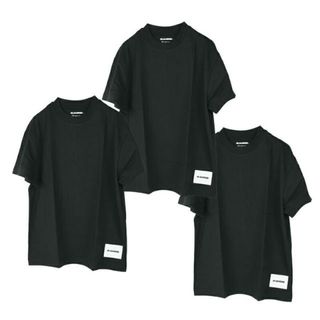 ジルサンダー(Jil Sander)のJIL SANDER ジルサンダー レディース ブラックTシャツ 3枚セット J40GC0001 J45048 001 イタリア正規品 新品 ブラック(Tシャツ(半袖/袖なし))