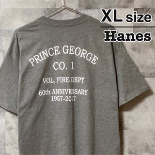 ヘインズ(Hanes)のHanes　Tシャツ　XLサイズ　グレー　プリント　USA古着　プリンスジョージ(Tシャツ/カットソー(半袖/袖なし))