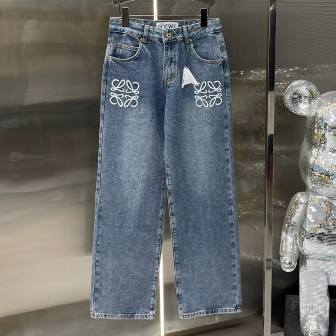 美品 ロエベ ジッパーフライ ストレート ジーンズ デニムパンツ 40