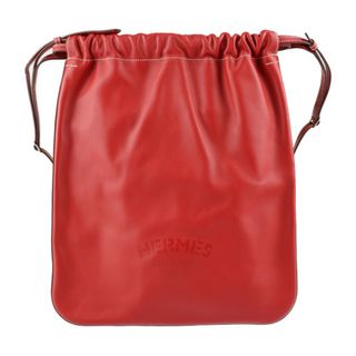 エルメス(Hermes)のHERMES エルメス  BRIDADO ブリダド ショルダーバッグ  エバーカラー   ルージュピマン レッド系 シルバー金具  2WAY リュックサック 巾着型 D刻印 【本物保証】(ショルダーバッグ)