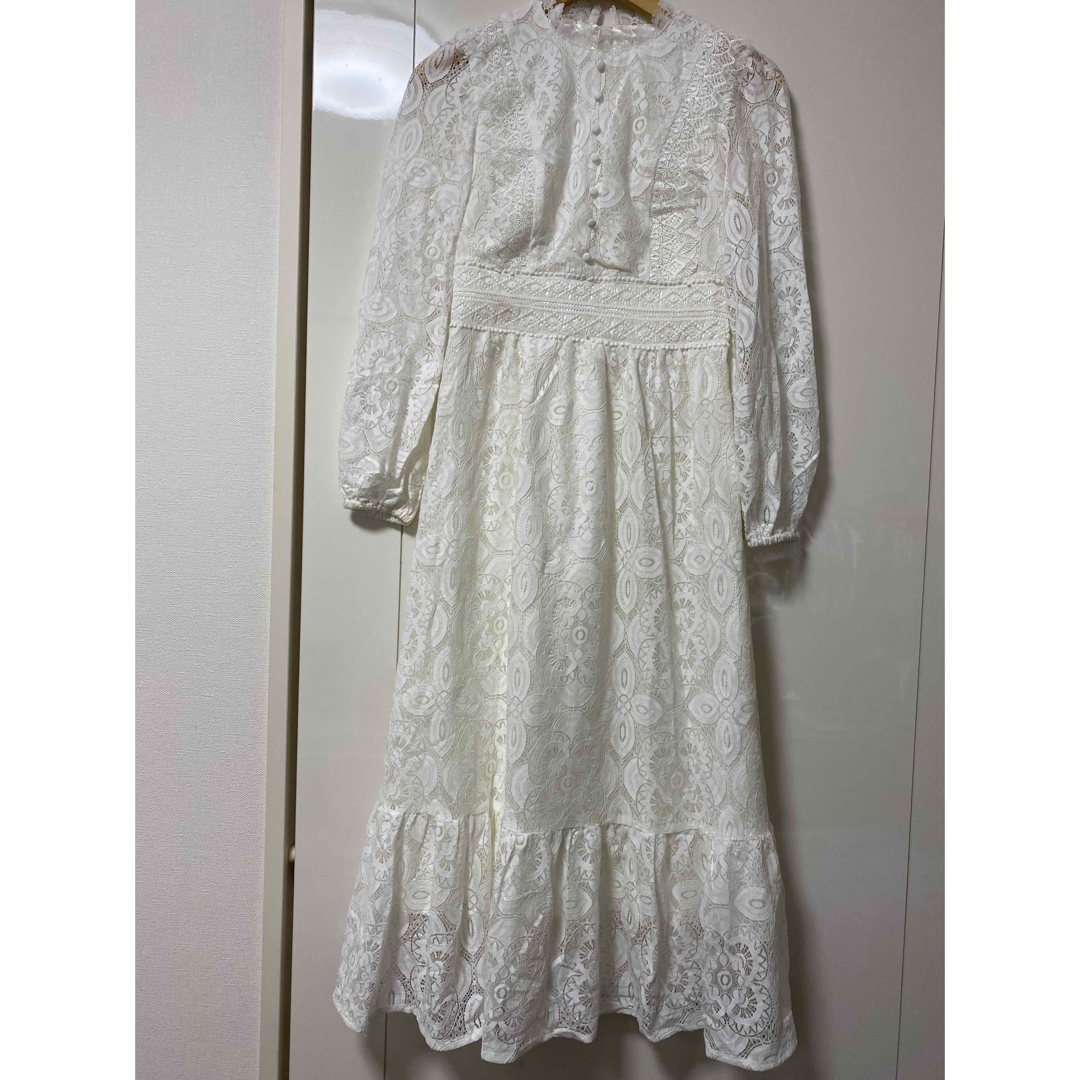 今期新品♡ウィルセレクション♡アンゴラ混レースフレアワンピ♡白