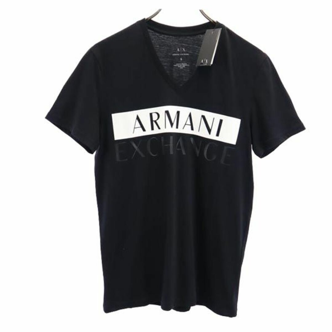 未使用 アルマーニエクスチェンジ Vネック プリント 半袖 Tシャツ S ブラック系 ARMANI EXCHANGE ロゴ メンズ   【230630】 メール便可