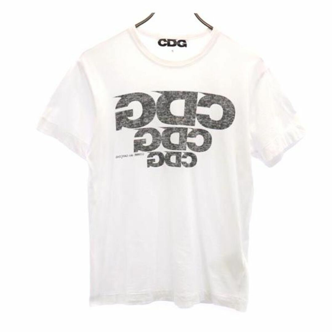 コムデギャルソン 2019年 反転ロゴ リバースプリント 半袖 Tシャツ S ホワイト系 COMME des GARCONS ロゴ メンズ   【230630】 メール便可