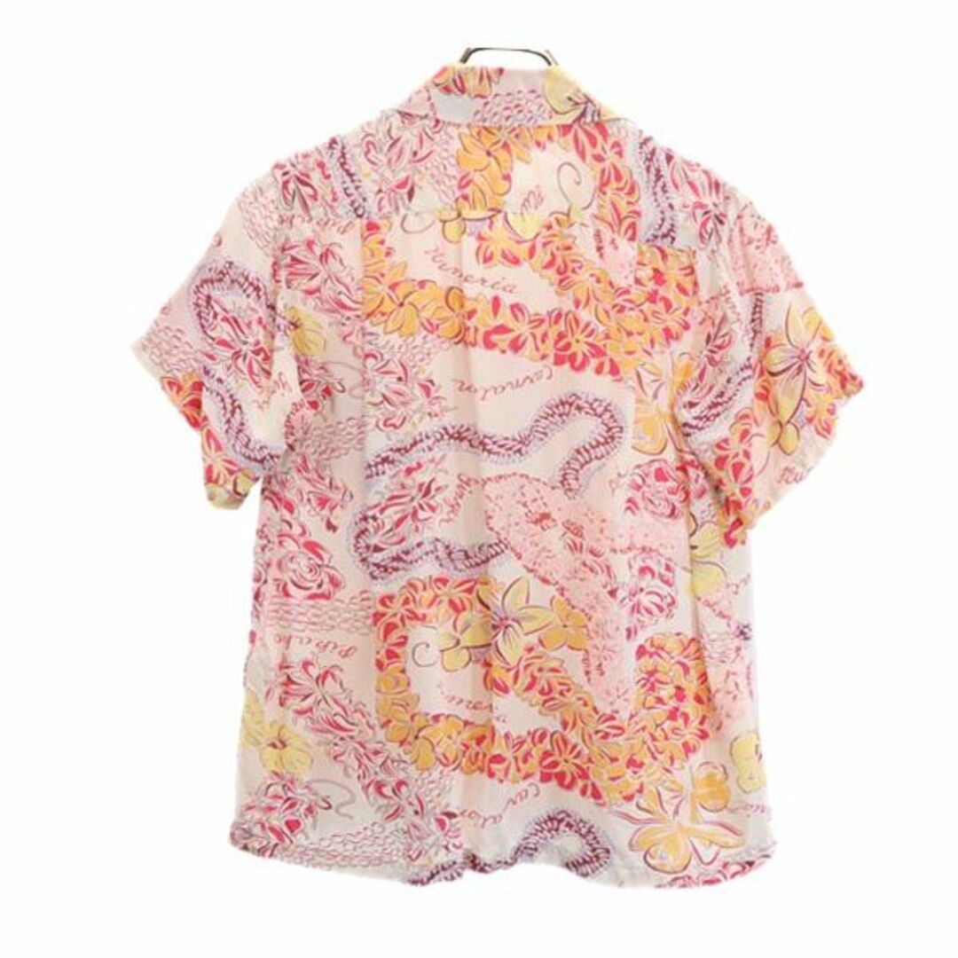 サンサーフ アロハシャツ シャツ 半袖 オープンカラー 総柄 L ピンク