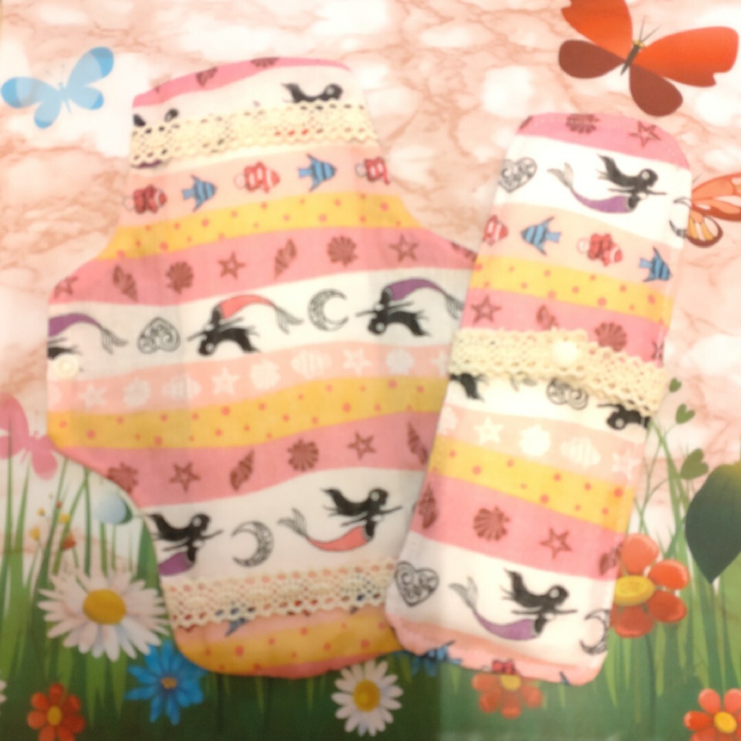 布ナプキンMセット(マーメイド・pink)ビギナー ハンドメイドのファッション小物(その他)の商品写真