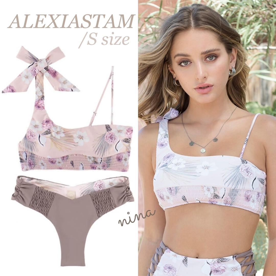 ALEXIASTAM 花 柄 ピンク 上品 水着 新品 ビキニ アリシアスタン-