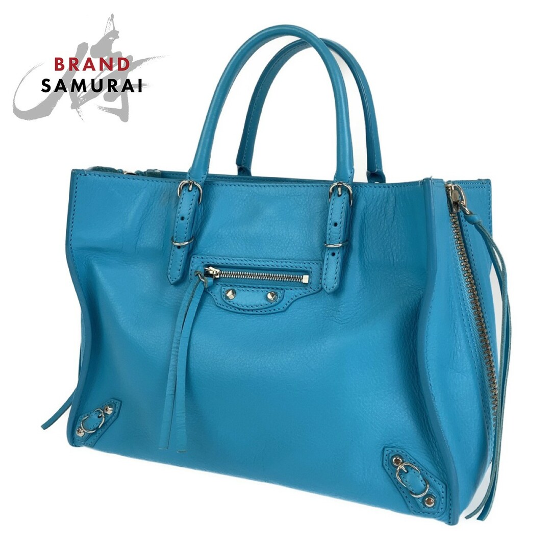 BALENCIAGA バレンシアガ ペーパー ターコイズブルー シルバー金具