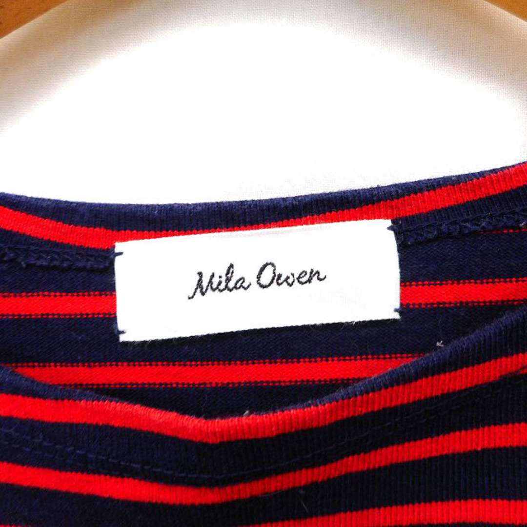 Mila Owen(ミラオーウェン)のミラオーウェン カットソー Tシャツ ボートネック ラウンドヘム コットン 綿  レディースのトップス(Tシャツ(長袖/七分))の商品写真