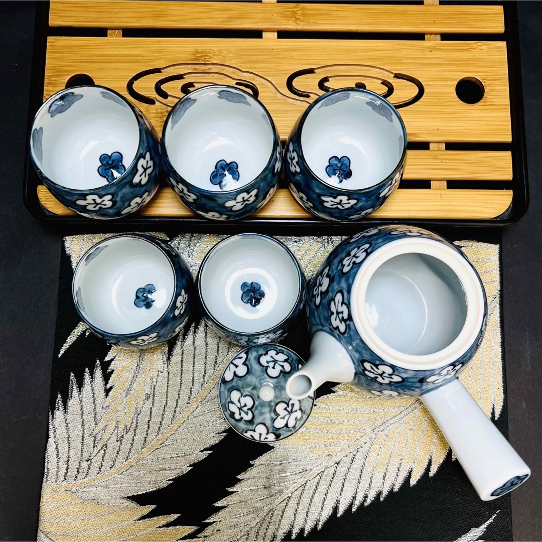 未使用 有田焼 源右衛門窯 古染風梅紋 手描き 茶器セット 急須1& 未使用 有田焼 源右衛門窯 古染風梅紋 手描き 茶器セット 急須1&