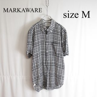 マーカウェア(MARKAWEAR)のMARKAWARE シルク コットン 半袖 チェック シャツ トップス M(シャツ)