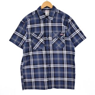 ディッキーズ(Dickies)の古着 ディッキーズ Dickies チェック柄 半袖 ワークシャツ メンズXL /eaa350020(シャツ)