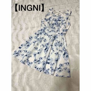 イング(INGNI)の【INGNI】イング 花柄 ミニ丈 サマー ワンピース 美品 ホワイト 白(ミニワンピース)