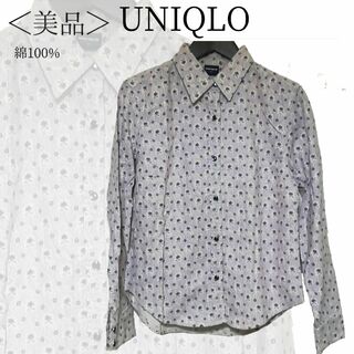 ユニクロ(UNIQLO)のUNIQLO　総柄シャツ　紫系　Mサイズ　コットン100％　✓1431(ポロシャツ)