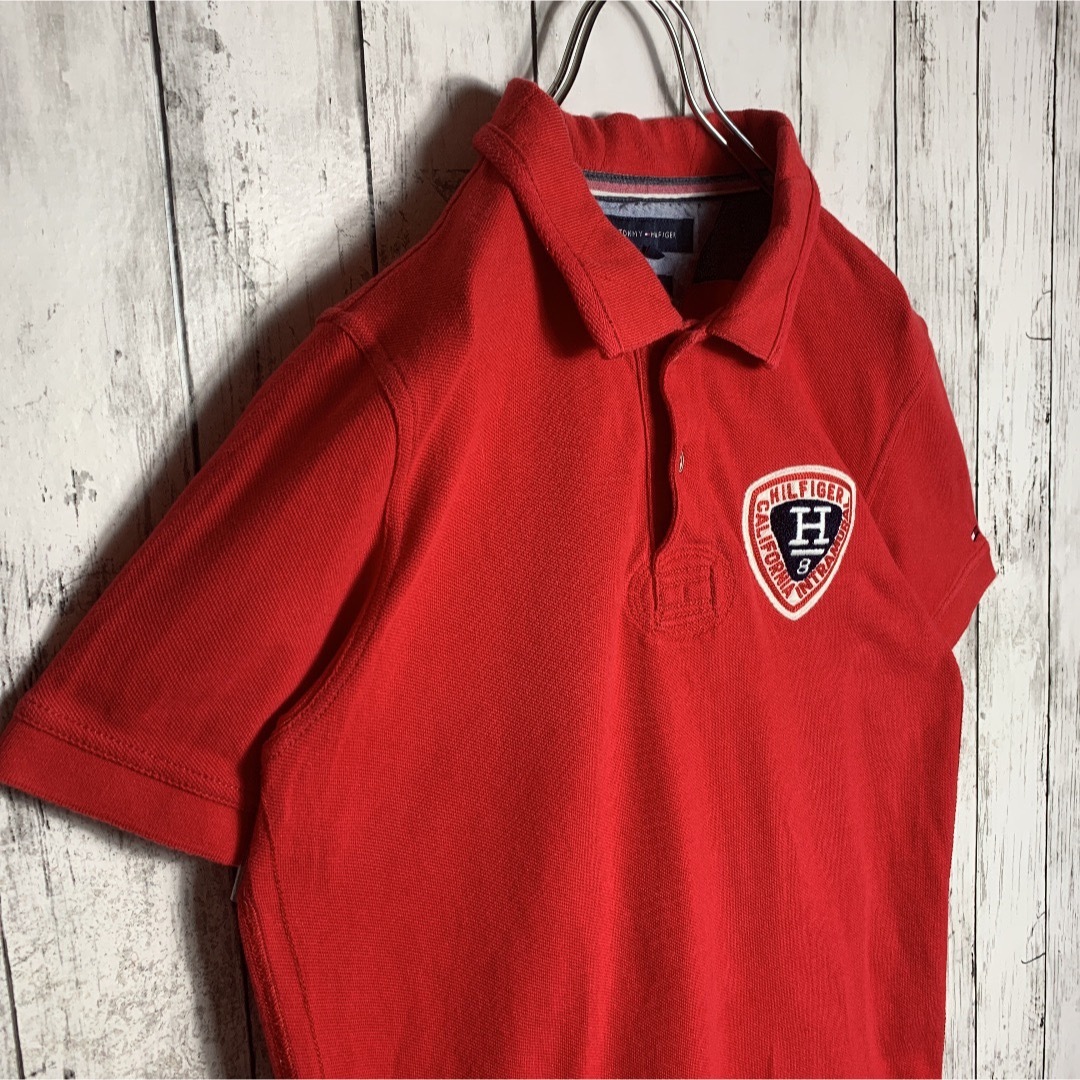 TOMMY HILFIGER(トミーヒルフィガー)の【ヴィンテージ】トミーヒルフィガー 古着 90s ポロシャツ 赤 ゴルフ着 刺繍 メンズのトップス(ポロシャツ)の商品写真