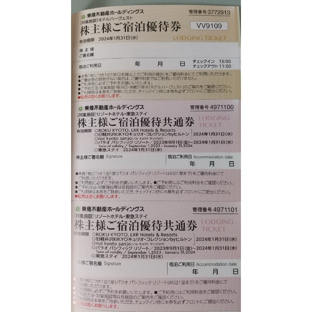 【最新】東急不動産 ホールディングス 株主優待券 チケットの施設利用券(その他)の商品写真