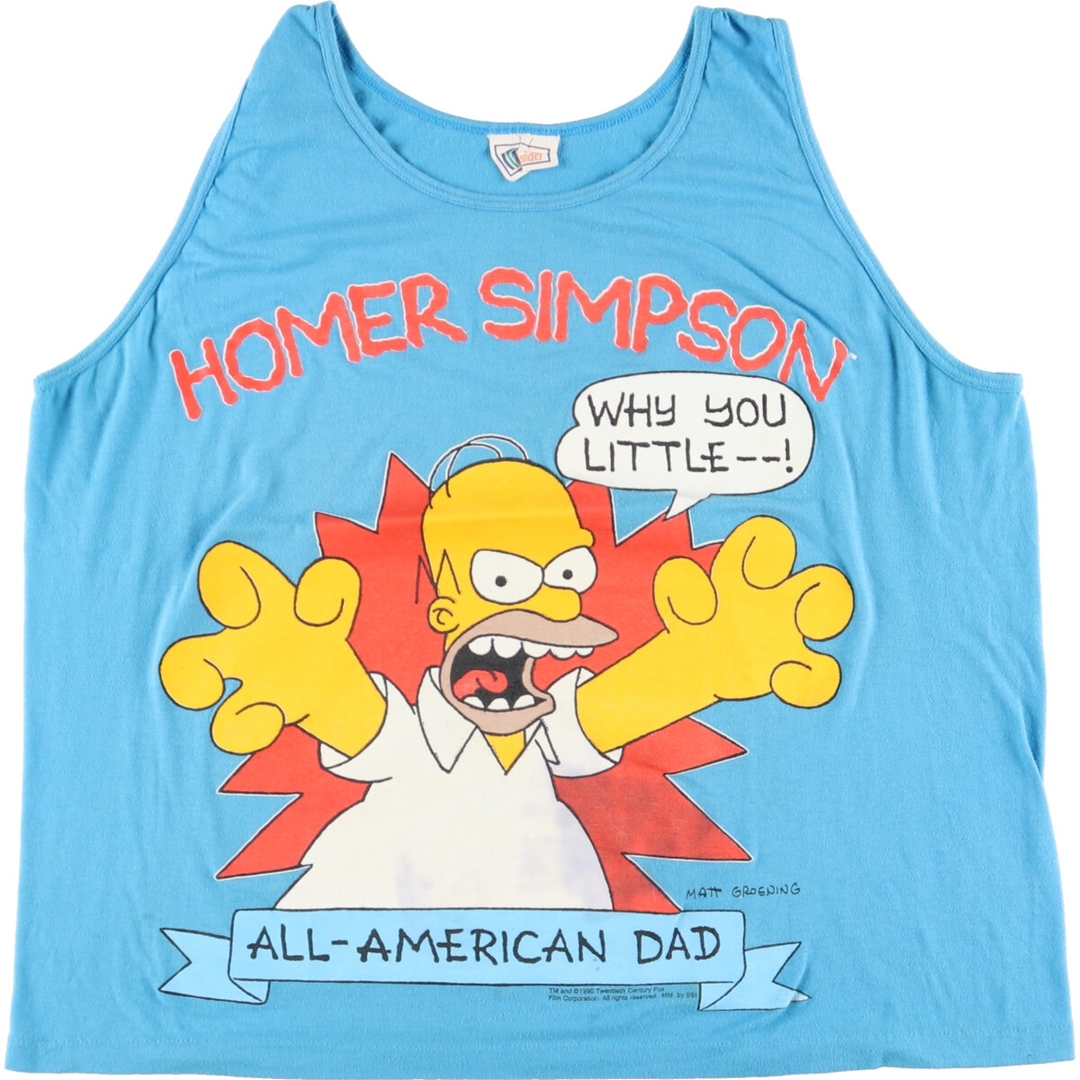 90年代 ISLANDER THE SIMPSONS シンプソンズ ノースリーブ タンクトップ キャラクタープリントTシャツ メンズL ヴィンテージ /eaa347524