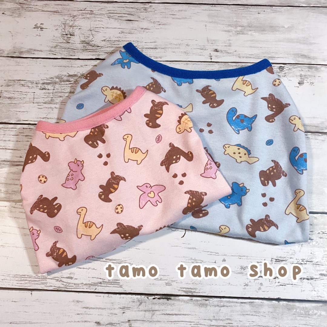 オーダー専用♡恐竜クッキー柄タンク ブルー ラメ入り XXS〜 犬服 | フリマアプリ ラクマ