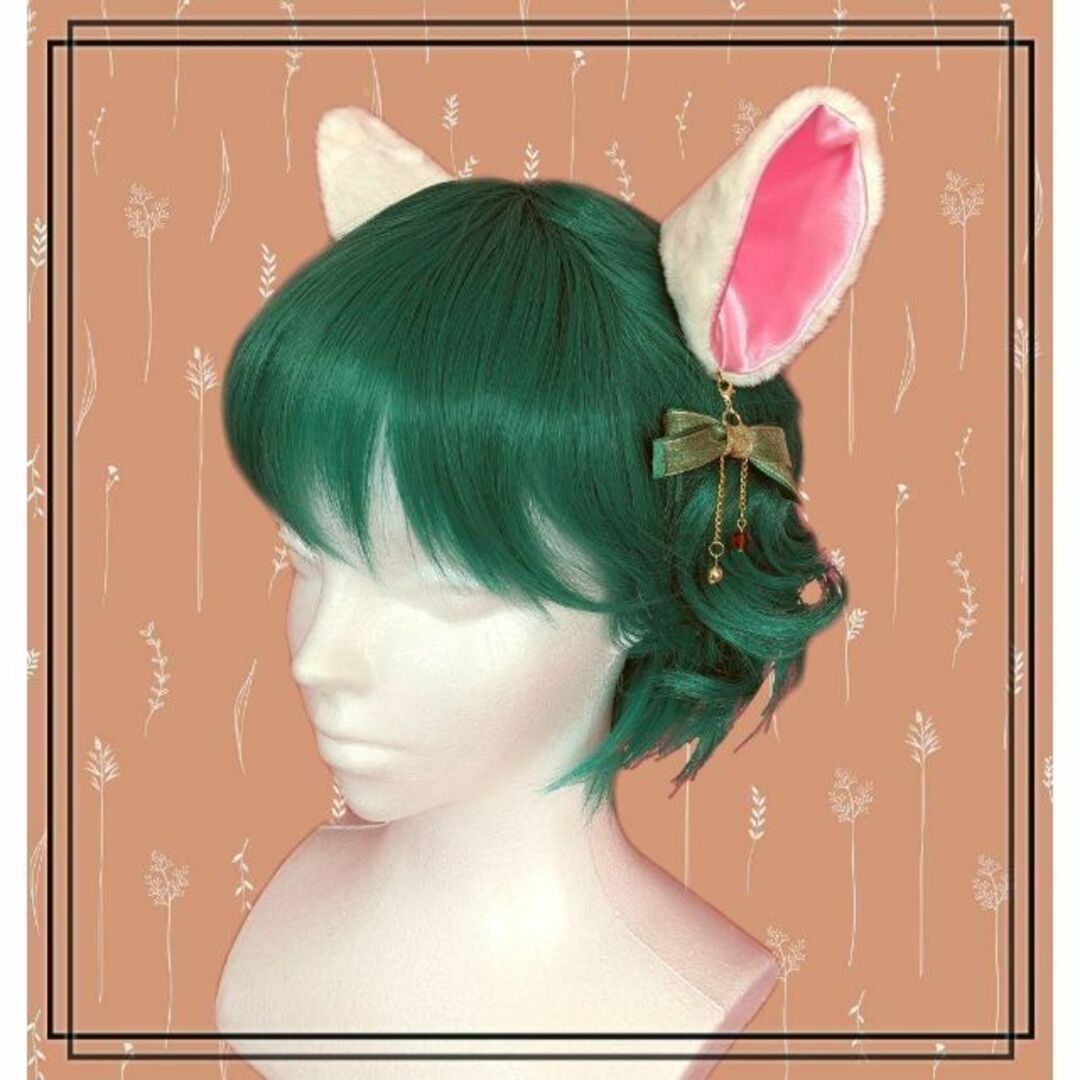 猫耳　取り外せるチャーム付き　ゆらゆらリボン　コスプレ レディースのヘアアクセサリー(ヘアピン)の商品写真