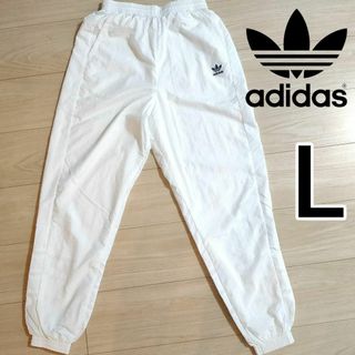 オリジナルス(Originals（adidas）)のadidas 白 ラージロゴ ウーブン トラックパンツ ナイロンジャージ 女性M(その他)