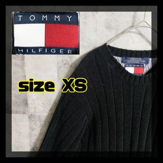 トミーヒルフィガー(TOMMY HILFIGER)の【美品】TOMMY HILFIGER　ニット　サイズXS　黒　ベロア　即日発送(ニット/セーター)