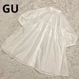 ジーユー(GU)の最終値下げ‼️GU ブラウス ホワイト 大きいサイズ XLサイズ 良品(シャツ/ブラウス(半袖/袖なし))