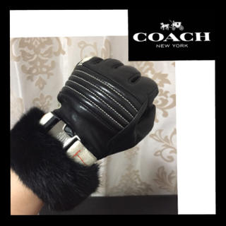 コーチ(COACH)の正規本物 コーチ 手袋 スノーグローブ リアルファー ラムレザー(手袋)