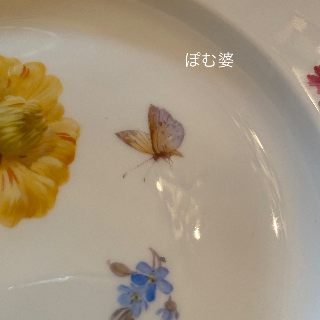 MEISSEN - 【KPMベルリン】印象派 印象主義「花と蝶」 金彩 レリーフ