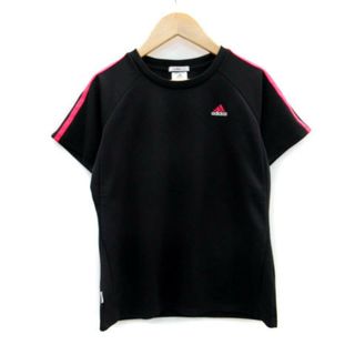 アディダス(adidas)のアディダス Tシャツ カットソー 半袖 ラウンドネック ロゴ刺繍 M ブラック(Tシャツ(半袖/袖なし))