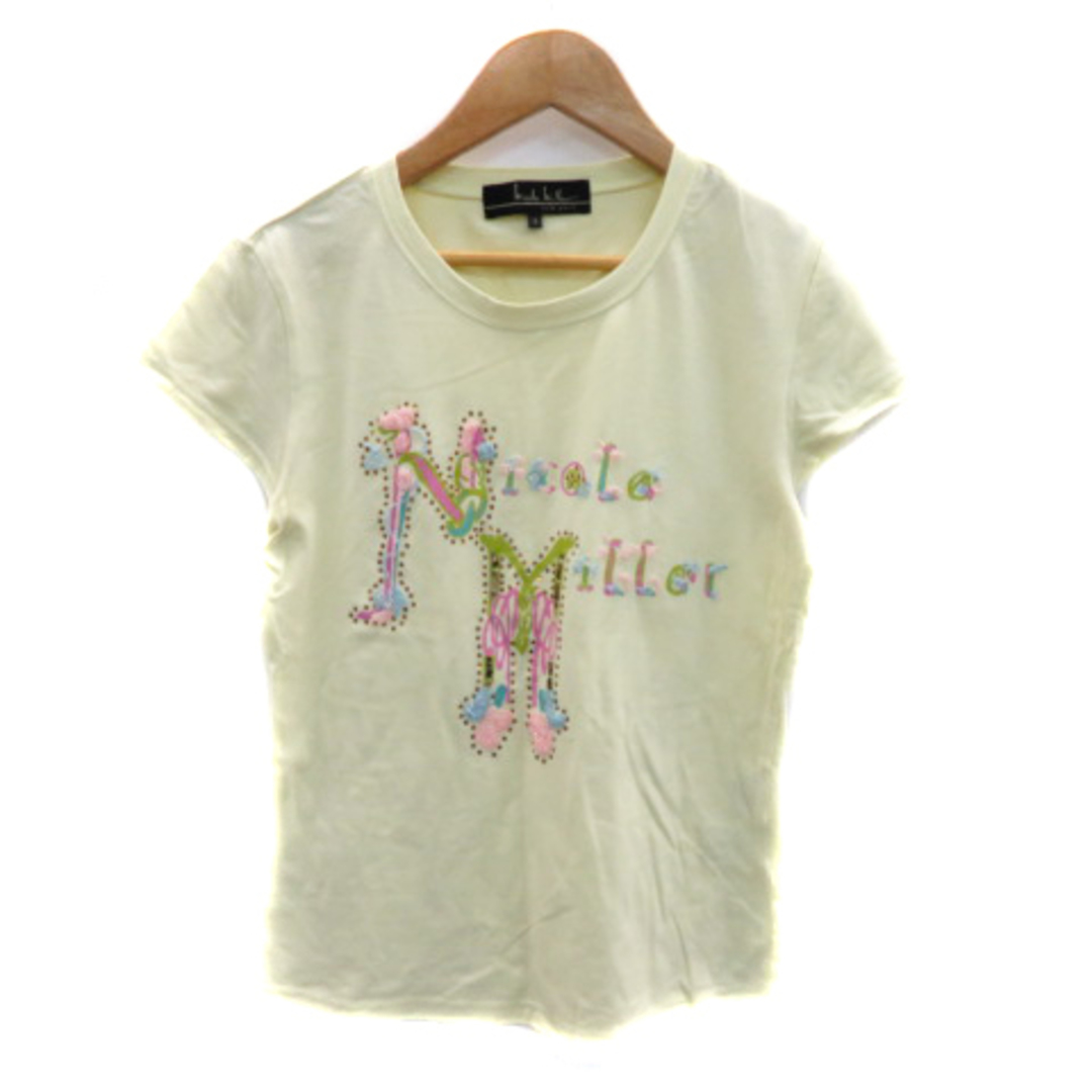 Nicole Miller(ニコルミラー)のニコルミラー Tシャツ カットソー 半袖 Uネック ビーズ ラインストーン レディースのトップス(Tシャツ(半袖/袖なし))の商品写真