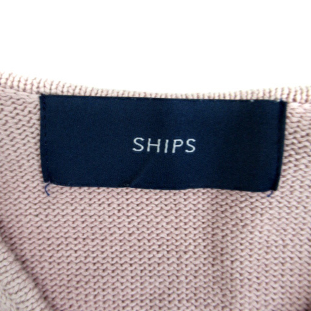 SHIPS(シップス)のシップス SHIPS ニット カットソー 七分袖 Vネック ダスティピンク レディースのトップス(ニット/セーター)の商品写真