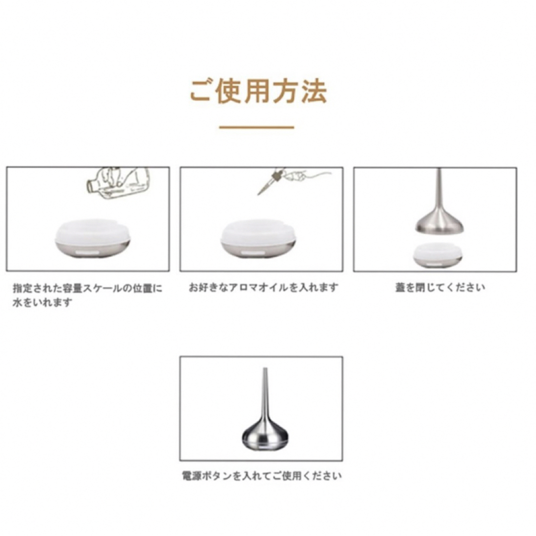 加湿器 細長 シルバー 乾燥対策 アロマ ディフューザー 加湿機 LED 照明