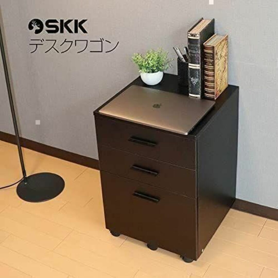 デスクワゴン サイドワゴン キャビネット オフィスワゴン 茶 1046 1