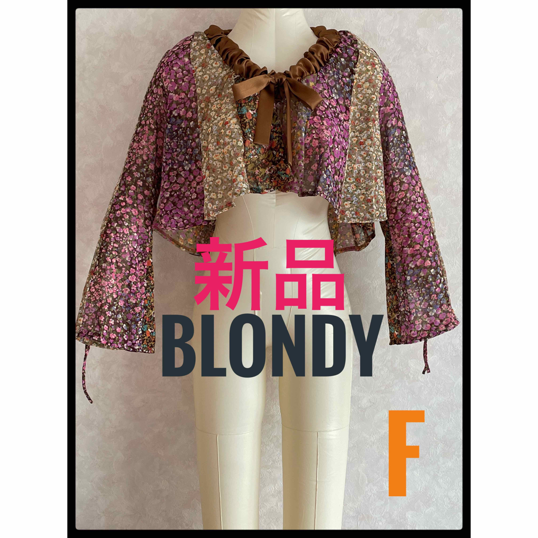 チュニック新品　blondy ブロンディー　花柄ショート丈ブラウス　F