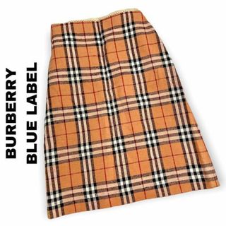 バーバリーブルーレーベル(BURBERRY BLUE LABEL)のバーバリーブルーレーベル スカート ３８ Ｍ  ノバチェック リネン混(ひざ丈スカート)