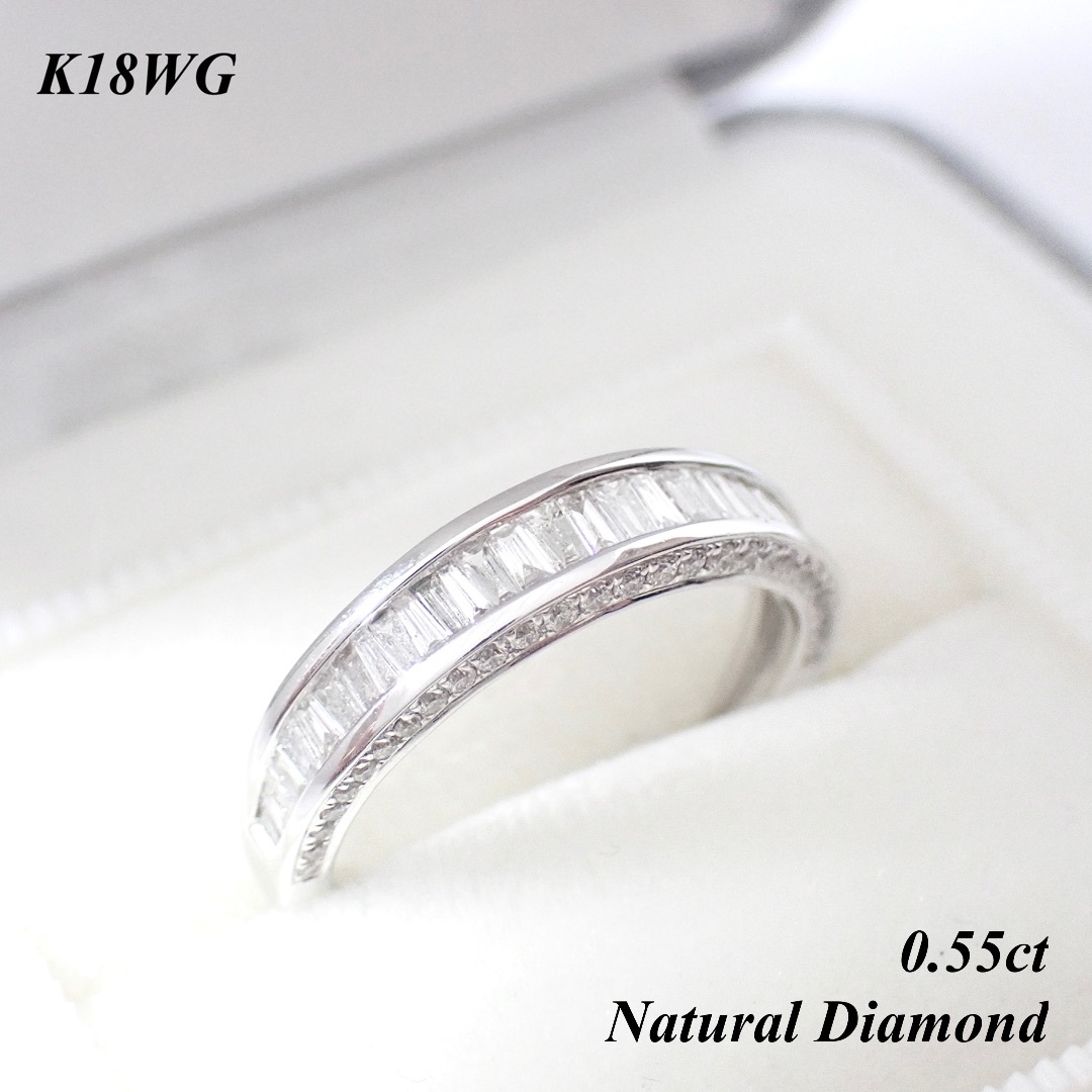 【新品 日本製】K18WG 0.55ct ダイヤ リング 天然 プラチナリング