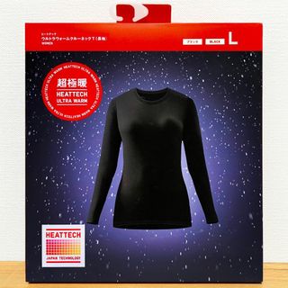 ユニクロ(UNIQLO)のヒートテックウルトラウォーム クルーネックT 超極暖 長袖　黒色 L　ユニクロ②(Tシャツ(長袖/七分))