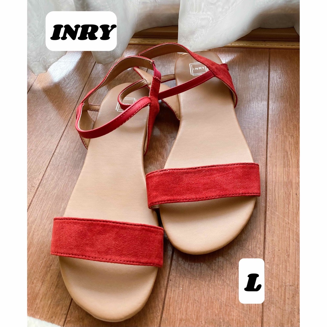 専用☆INRY/シンプルサンダル/赤/レッド/L/差し色可愛い レディースの靴/シューズ(サンダル)の商品写真