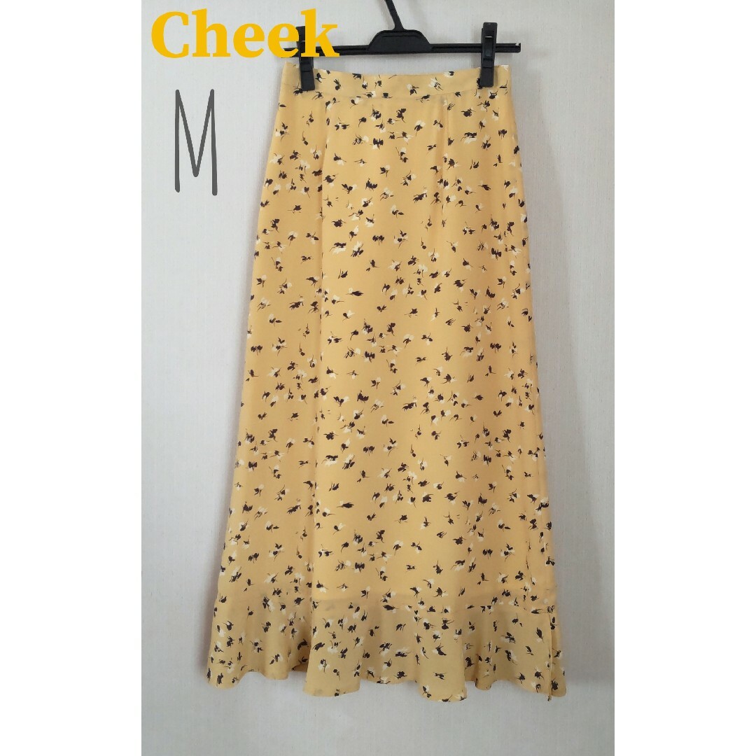Cheek(チーク)のCheek プリント裾ペプラムスカート 裾フリル M イエロー レディースのスカート(ロングスカート)の商品写真