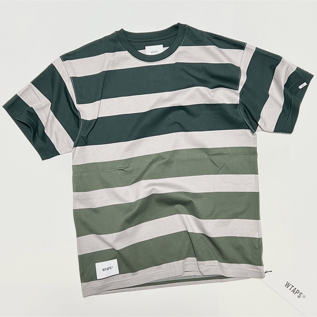 02 新品 WTAPS ダブルタップス  LANE SS ボーダー Tシャツ 緑