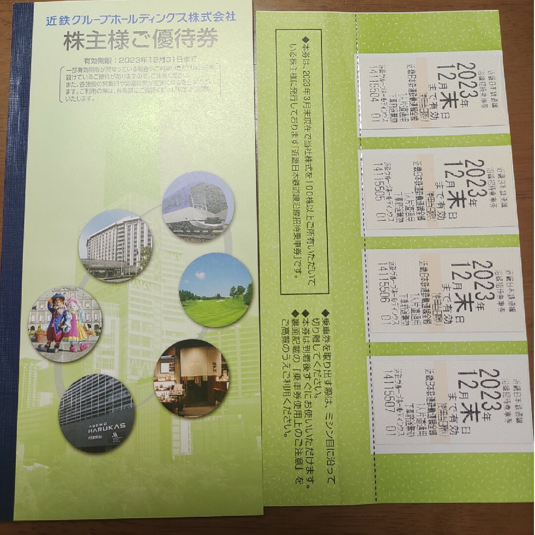 近鉄 近畿日本鉄道　沿線招待乗車券　4枚株主優待冊子　1冊