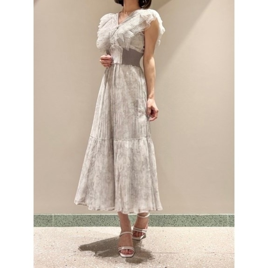 THE DRESS LAB【限定】ラメプリーツレースドレスGRY0(S)