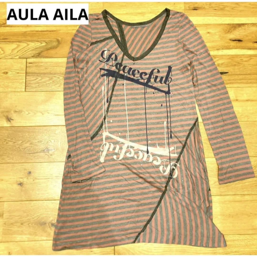 AULA AILA(アウラアイラ)の美品送料込み　AULA AILA アウラアイラ ワンピース　レッドボーダー レディースのワンピース(ミニワンピース)の商品写真