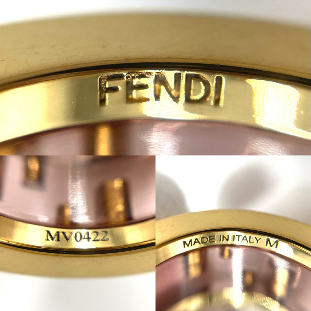 FENDI FFリング　ロゴ　ゴールド　Mサイズ　袋、箱付き