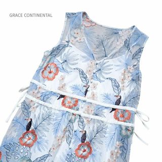 グレースコンチネンタル(GRACE CONTINENTAL)のグレースコンチネンタル ボタニカルバード刺繍ワンピース ロング ボタニカル S(ロングワンピース/マキシワンピース)