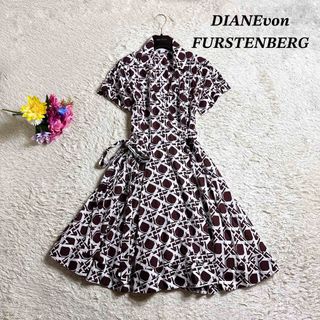 ダイアンフォンファステンバーグ(DIANE von FURSTENBERG)の美品ꕤ ダイアンフォンファステンバーグ コットンラップワンピース 半袖 4(ひざ丈ワンピース)