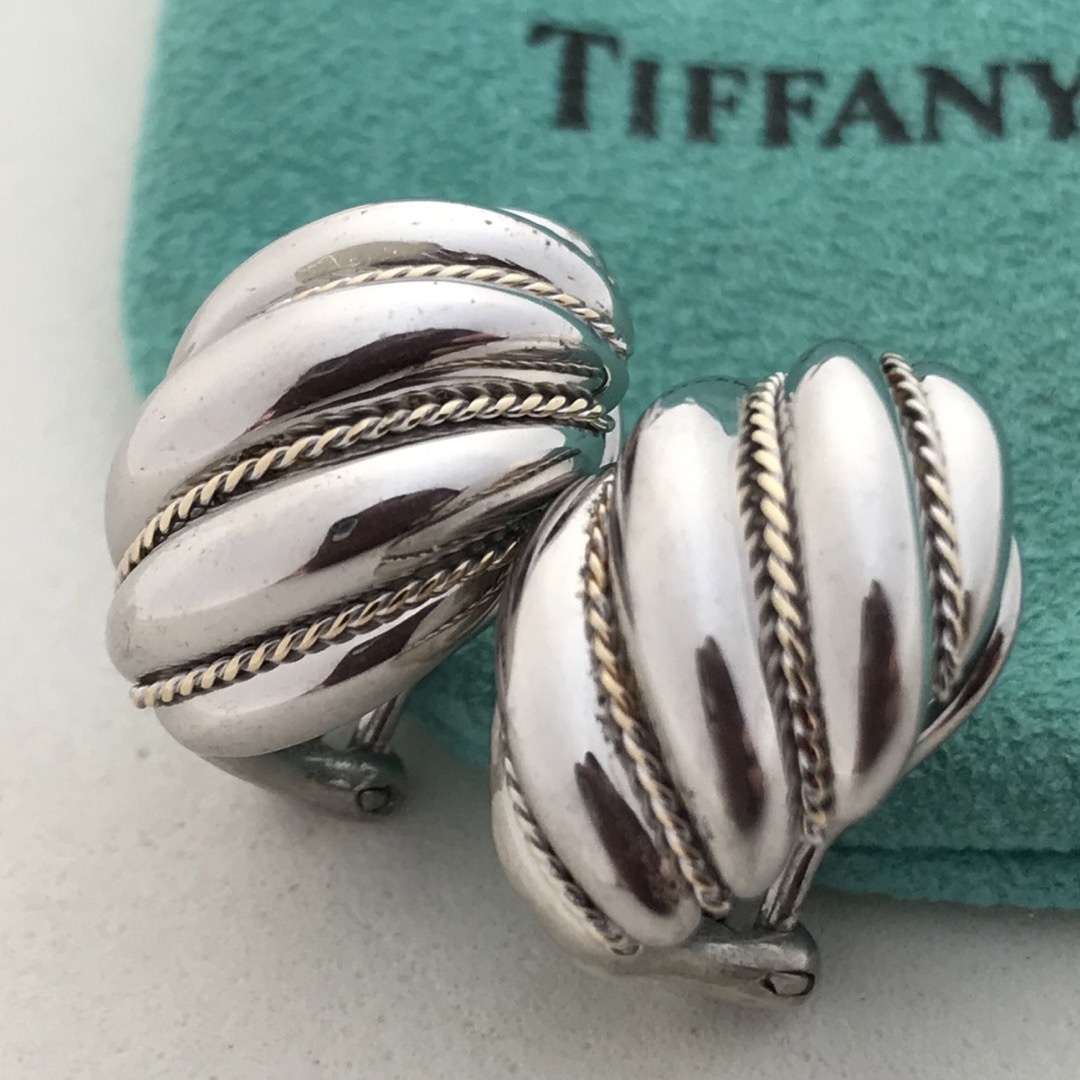 Tiffany シェル コンビ ピアス 希少 美品