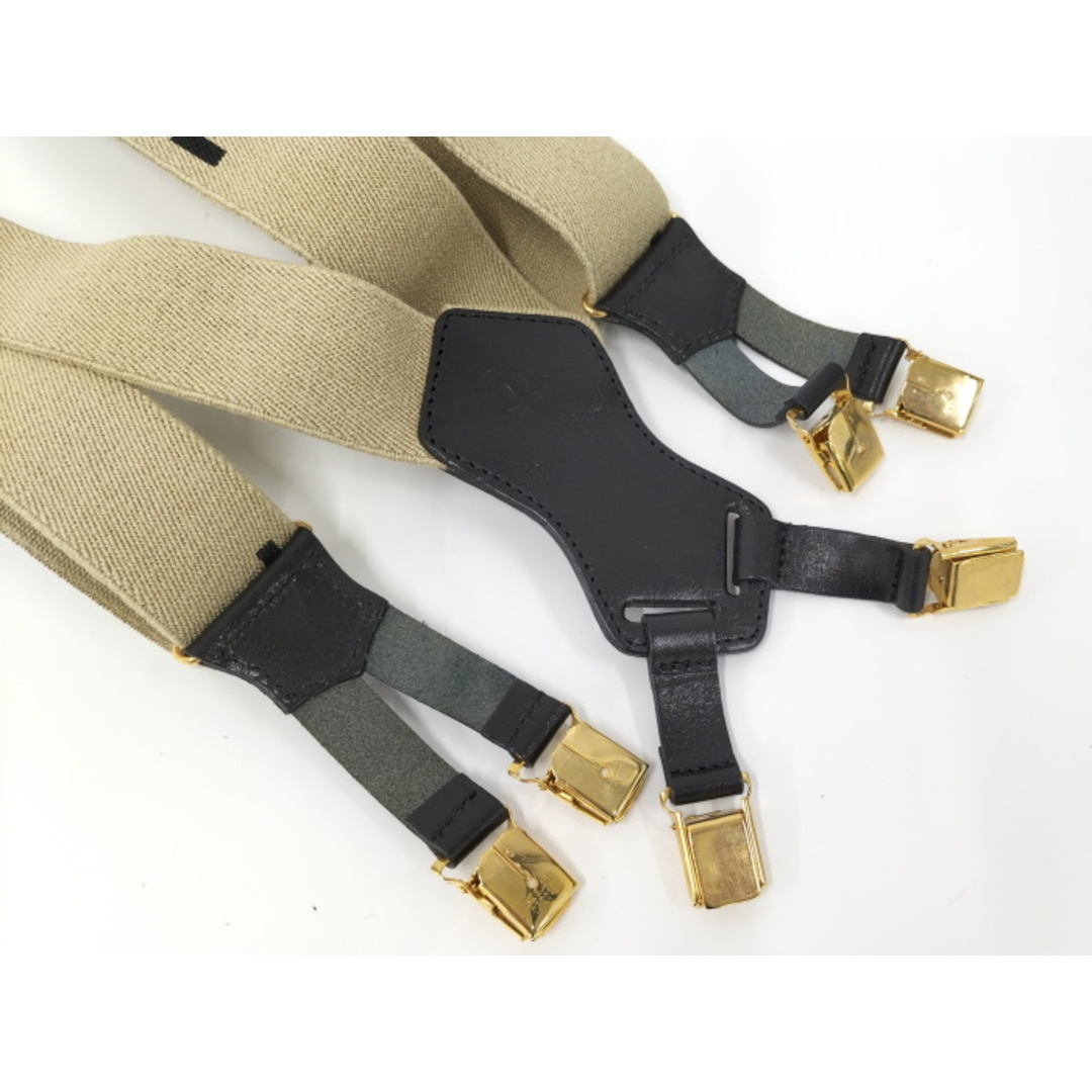 CHANEL - CHANEL サスペンダー キャンバス レザー ベージュ CHANEL - CHANEL サスペンダー キャンバス レザー ベージュ